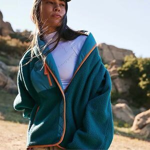 FP Movement by Free People Teal and Peach Teddy Jacket